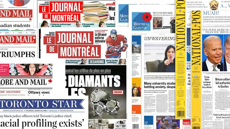 A montage of Canadian newspapers