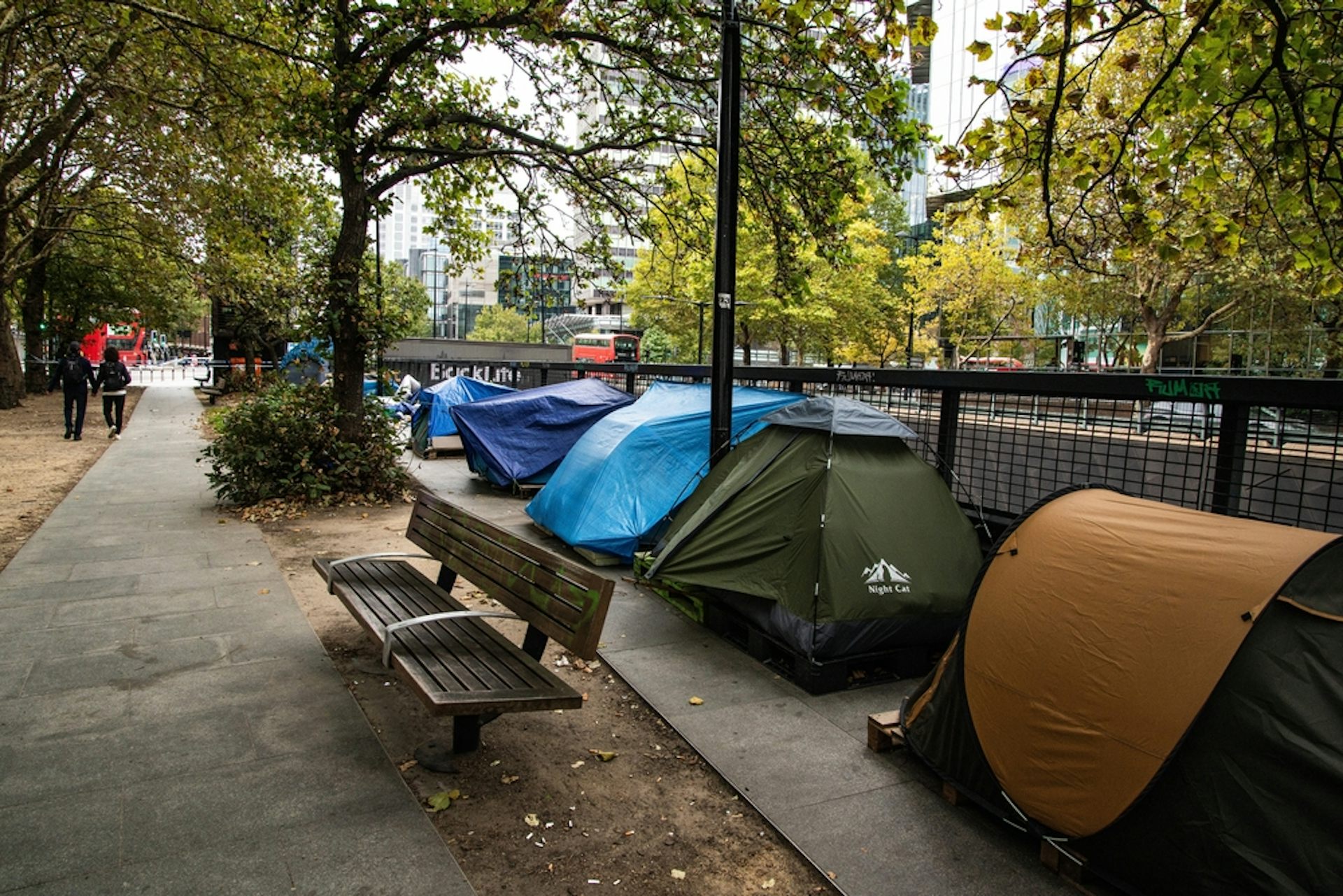 tents along London's Euston road