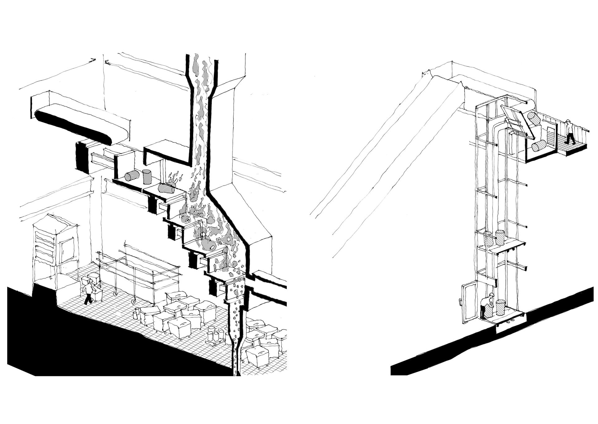 Cross section  of a factory.