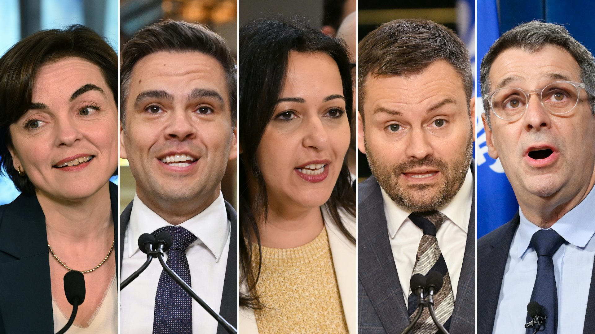 Photos des cinq leaders dans la course électorales québécoises