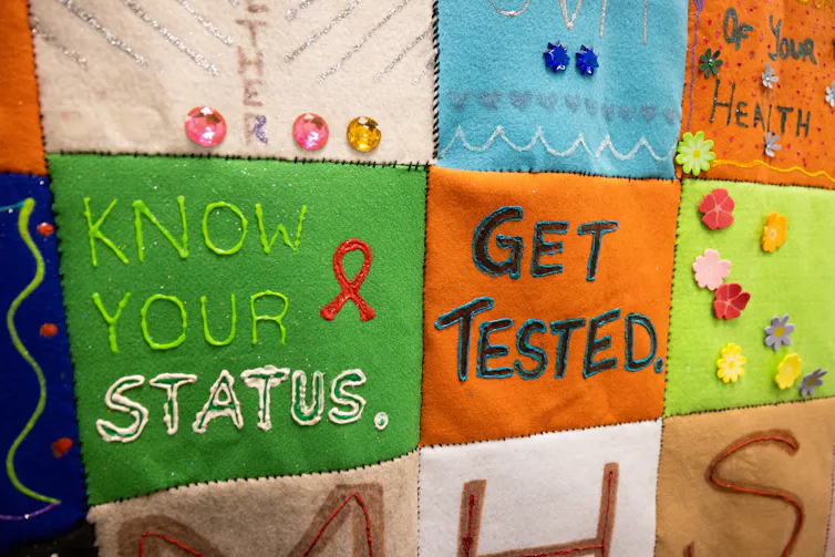 HIV support quilt urging people to get tested