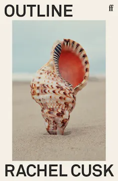Book cover for Outline featuring a seashell with its point stuck in the sand.