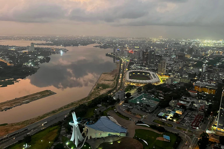 Vue aérienne d’Abidjan, en Côte d’Ivoire