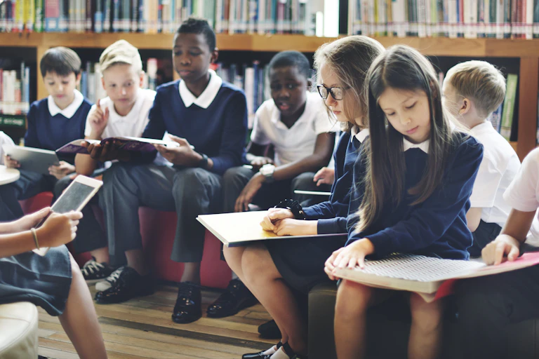Children in school library