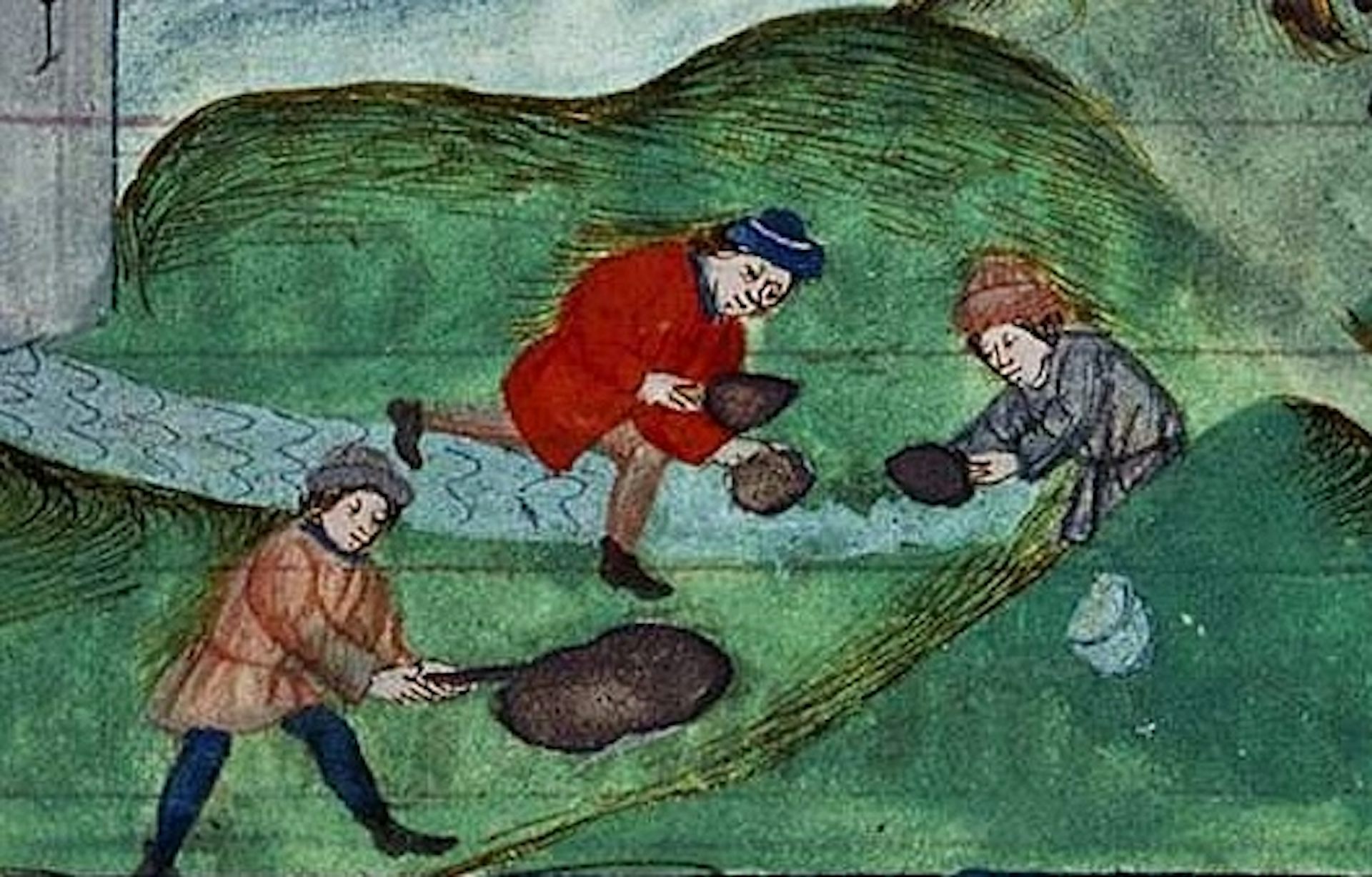 Ouvriers pavant la route (détail), Bibliothèque Nationale de France -- FR 20127, f°31 v