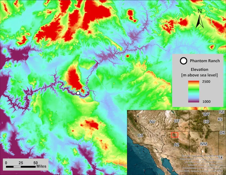 An elevation map of the area where the flood happened shows the steepness