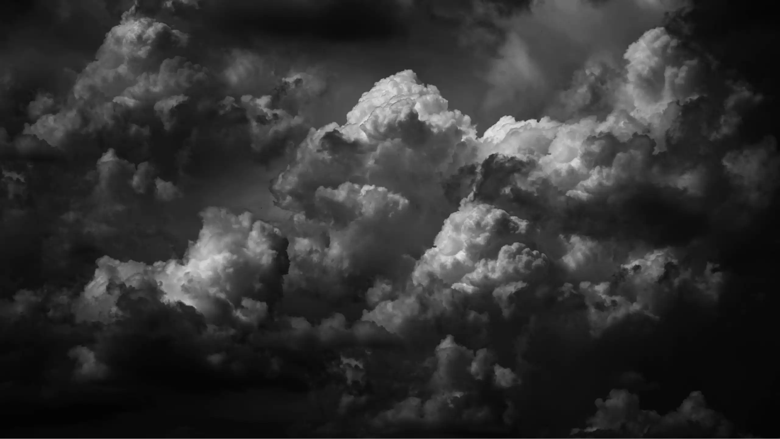 A black and white photo of clouds.