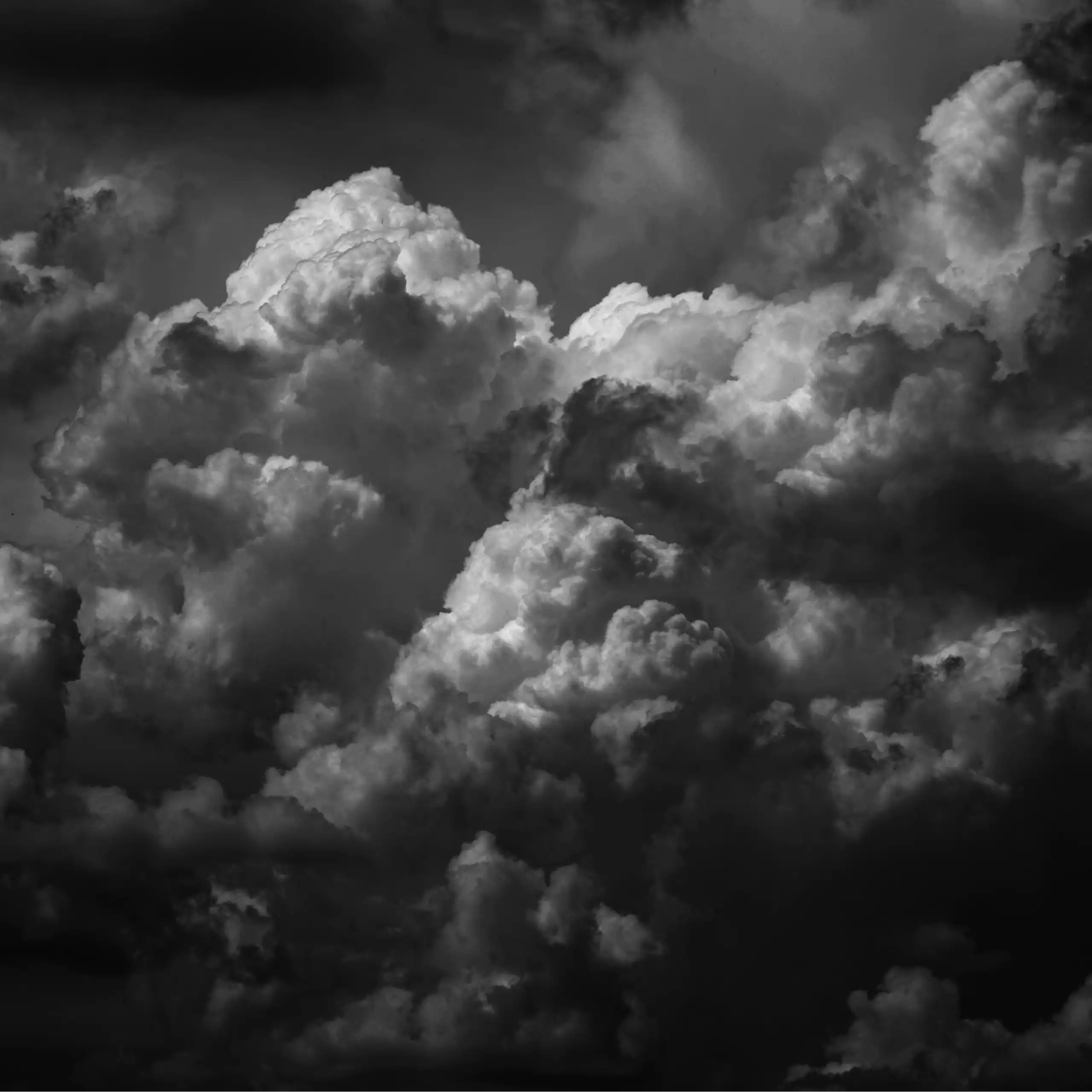 A black and white photo of clouds.