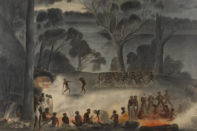 Painting of an Indigenous gathering