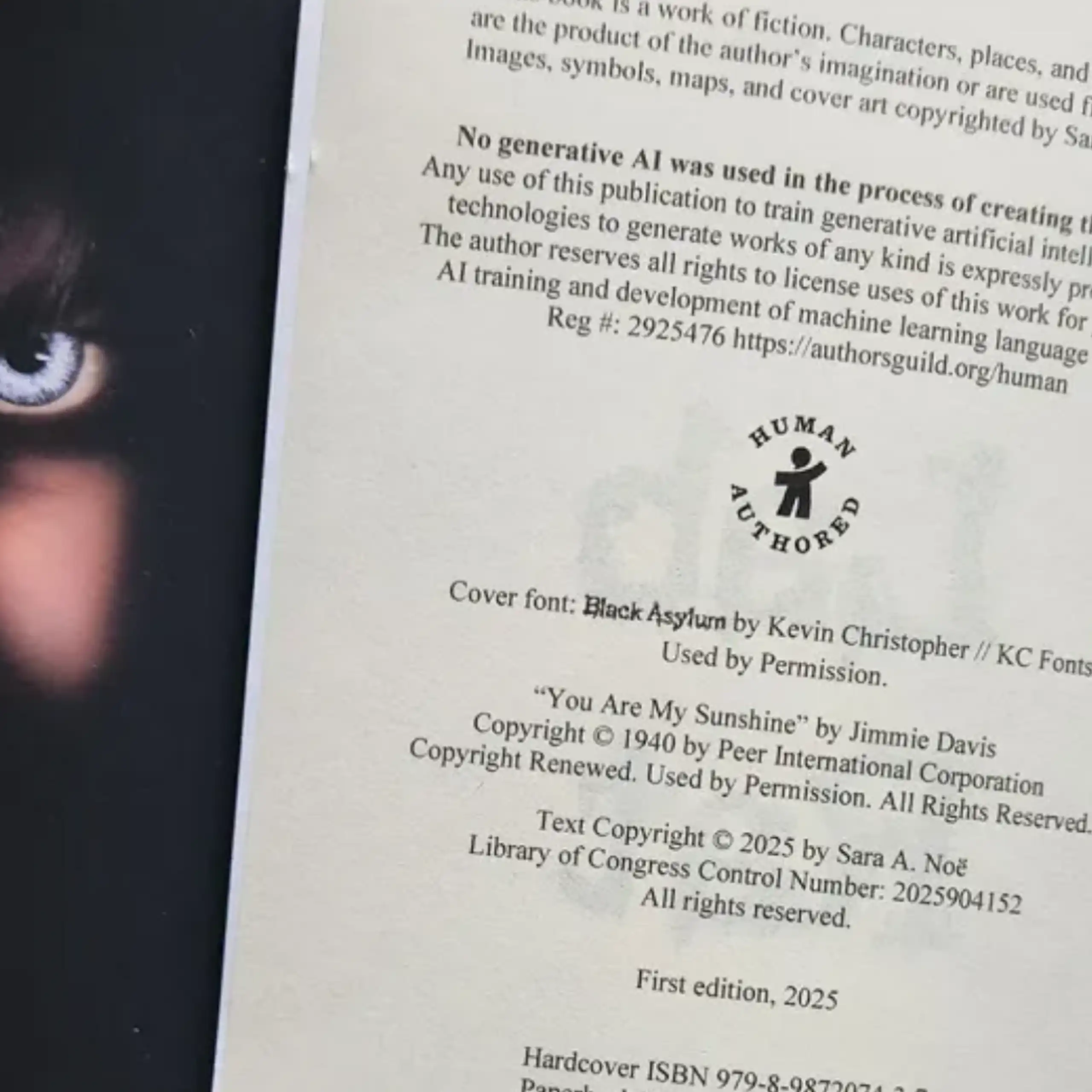Capture d'écran : « No generative AI was used in the process of creatinf this book »