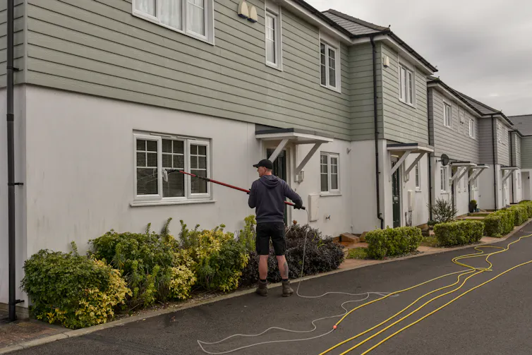 Window cleaner in action.