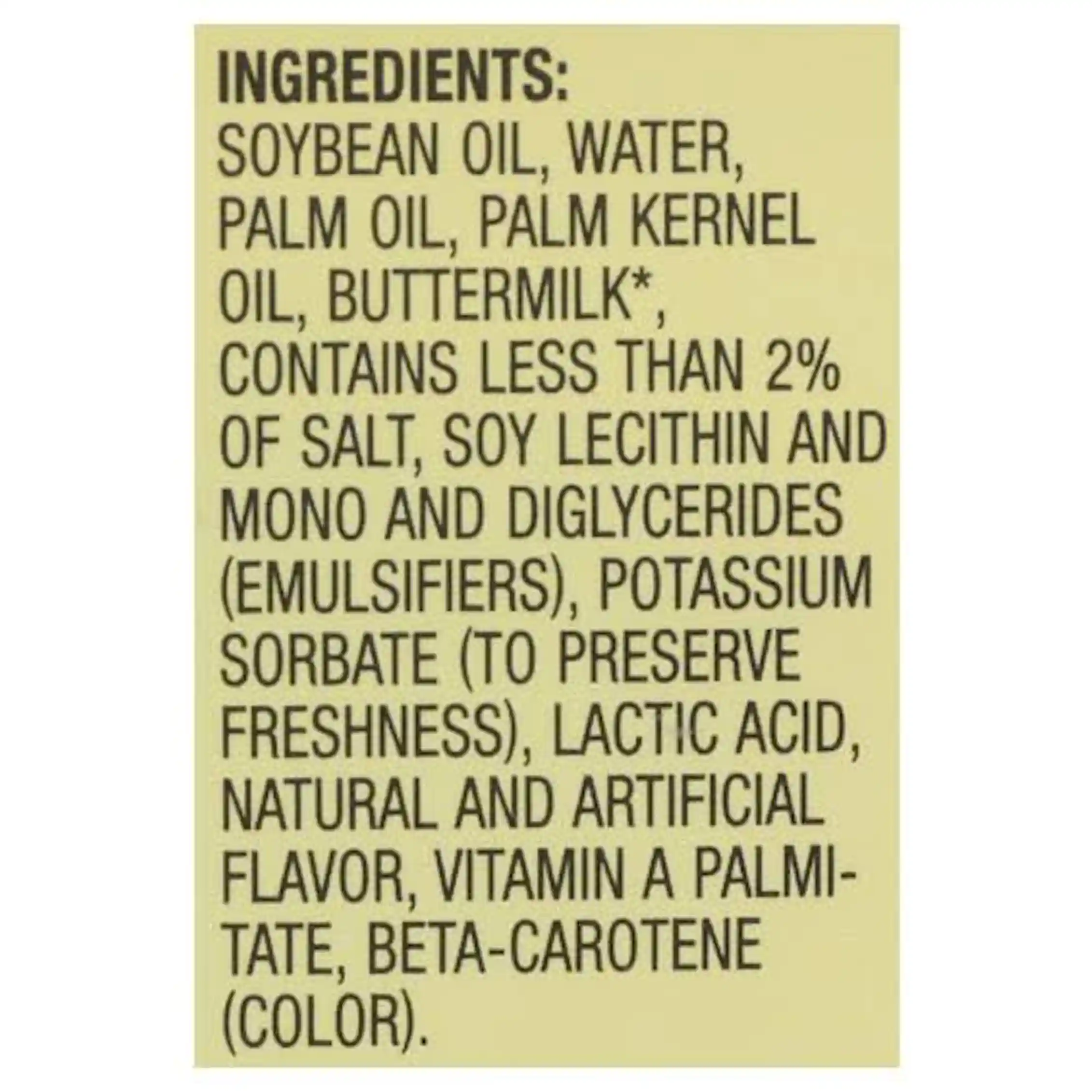 A list of ingredients includes soybean oil and soy lethicin.