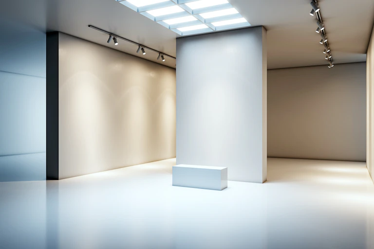 Salle d'exposition vide d'un musée.