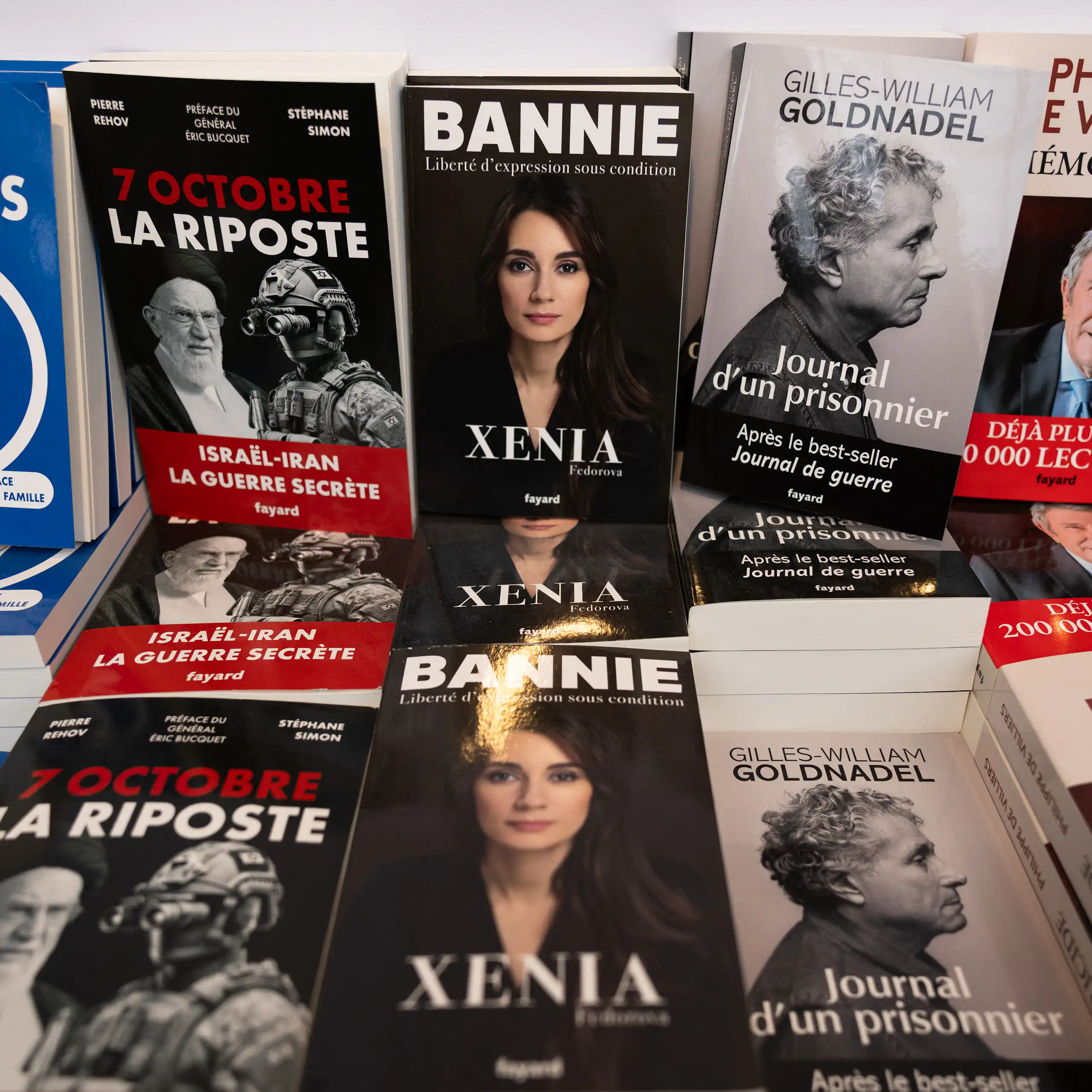 Photo du livre sur un étal à côté d'autres ouvrages du même éditeur.