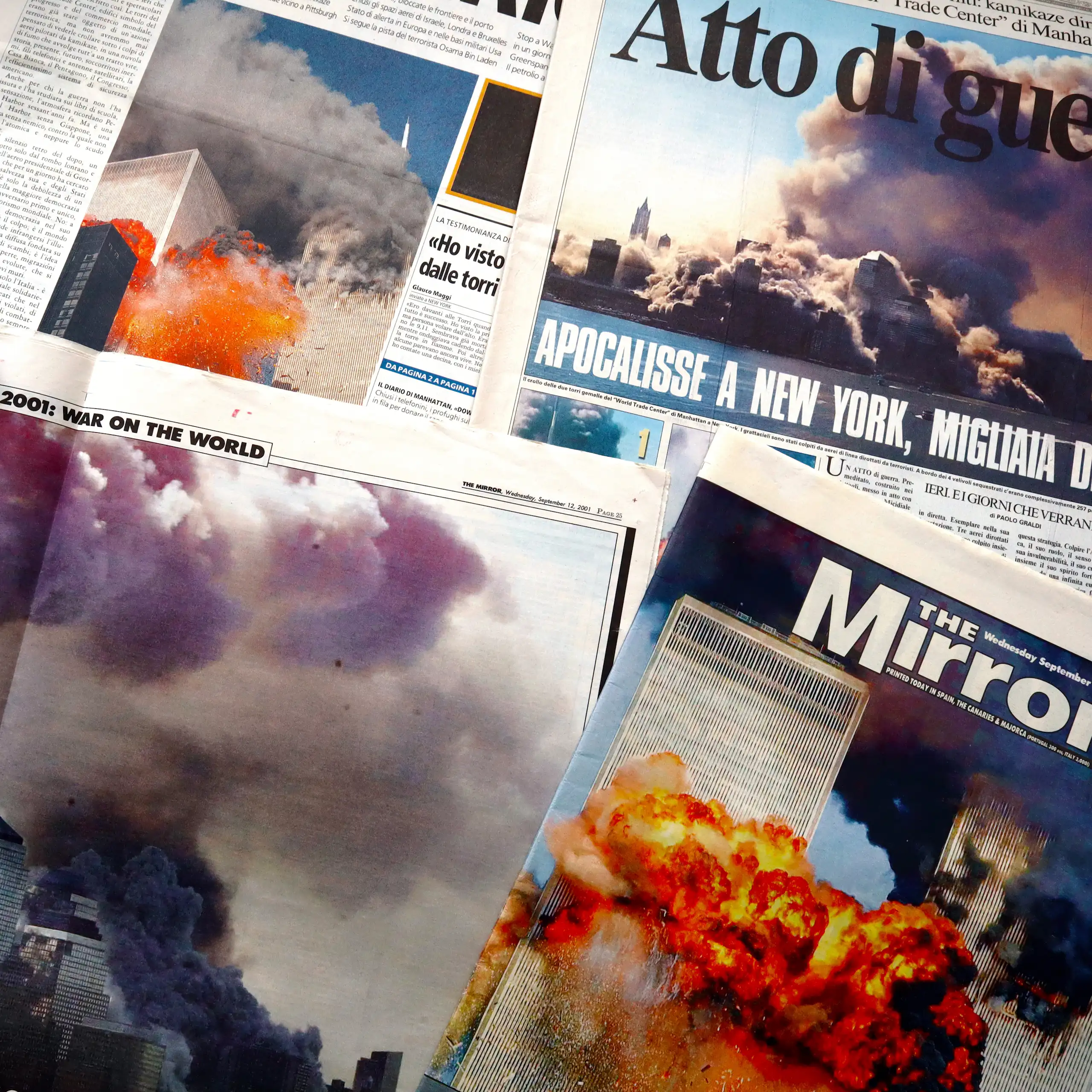 Jornais de todo o mundo que noticiaram os ataques de 11 de setembro