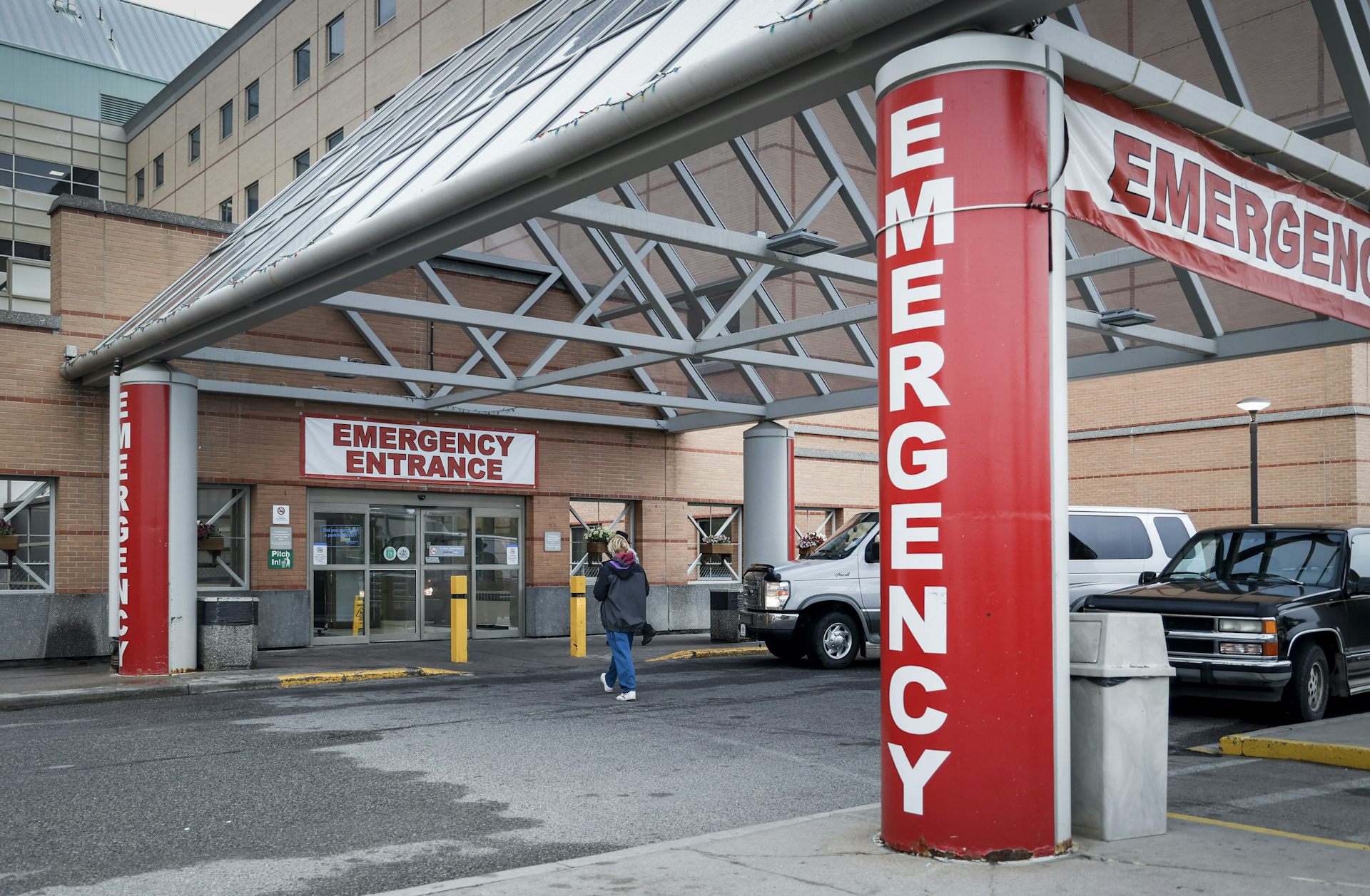 An emergency entrance to a hospital