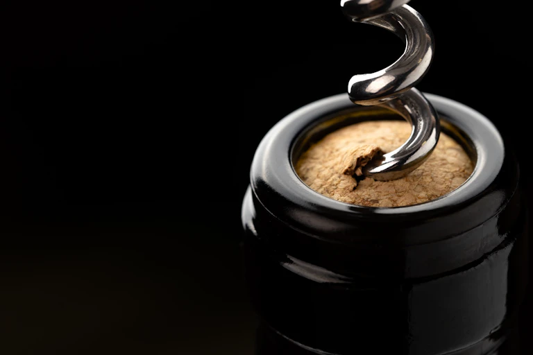 zoom sur un bouchon et un goulot de bouteille de vin