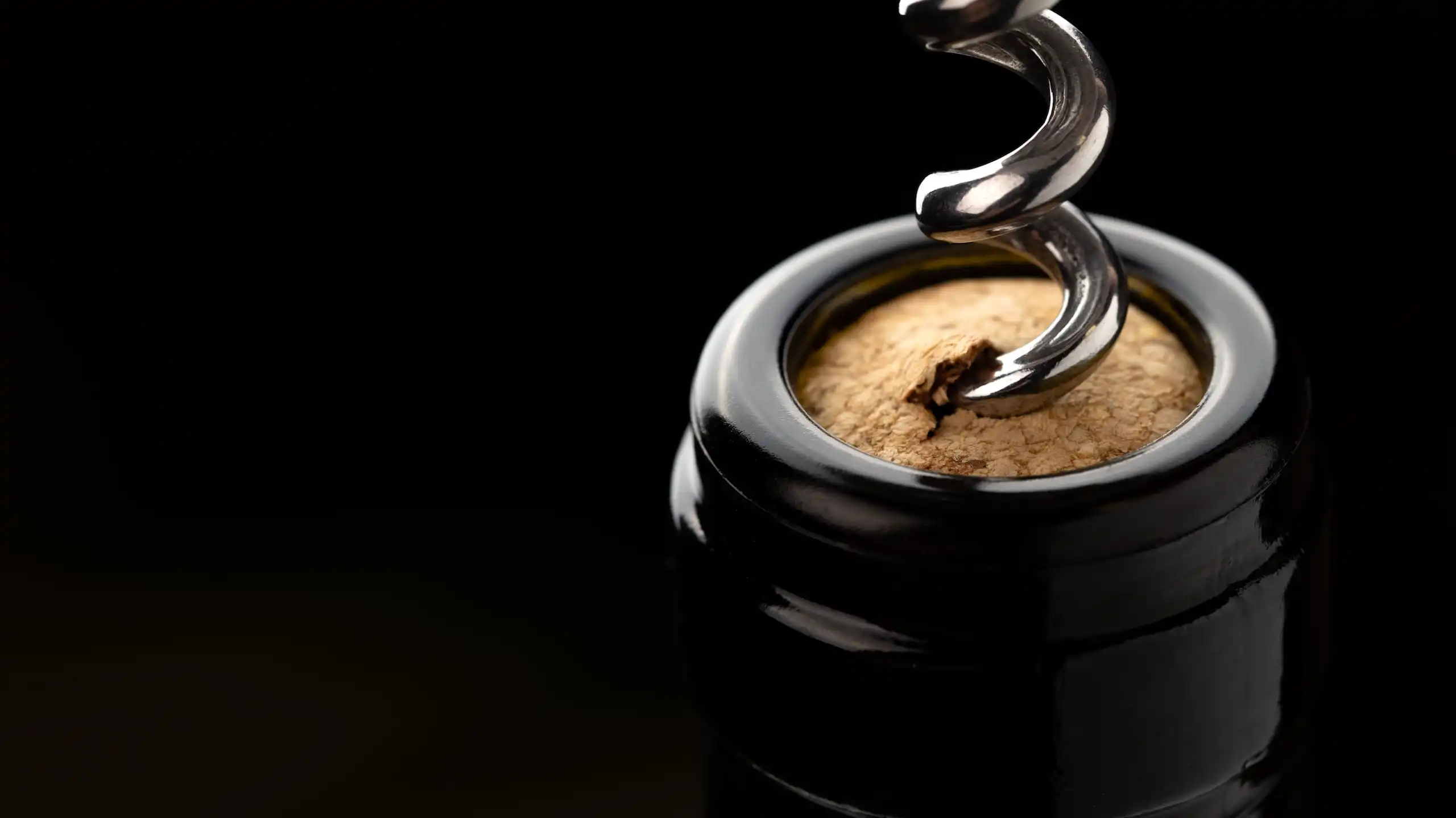 zoom sur un bouchon et un goulot de bouteille de vin
