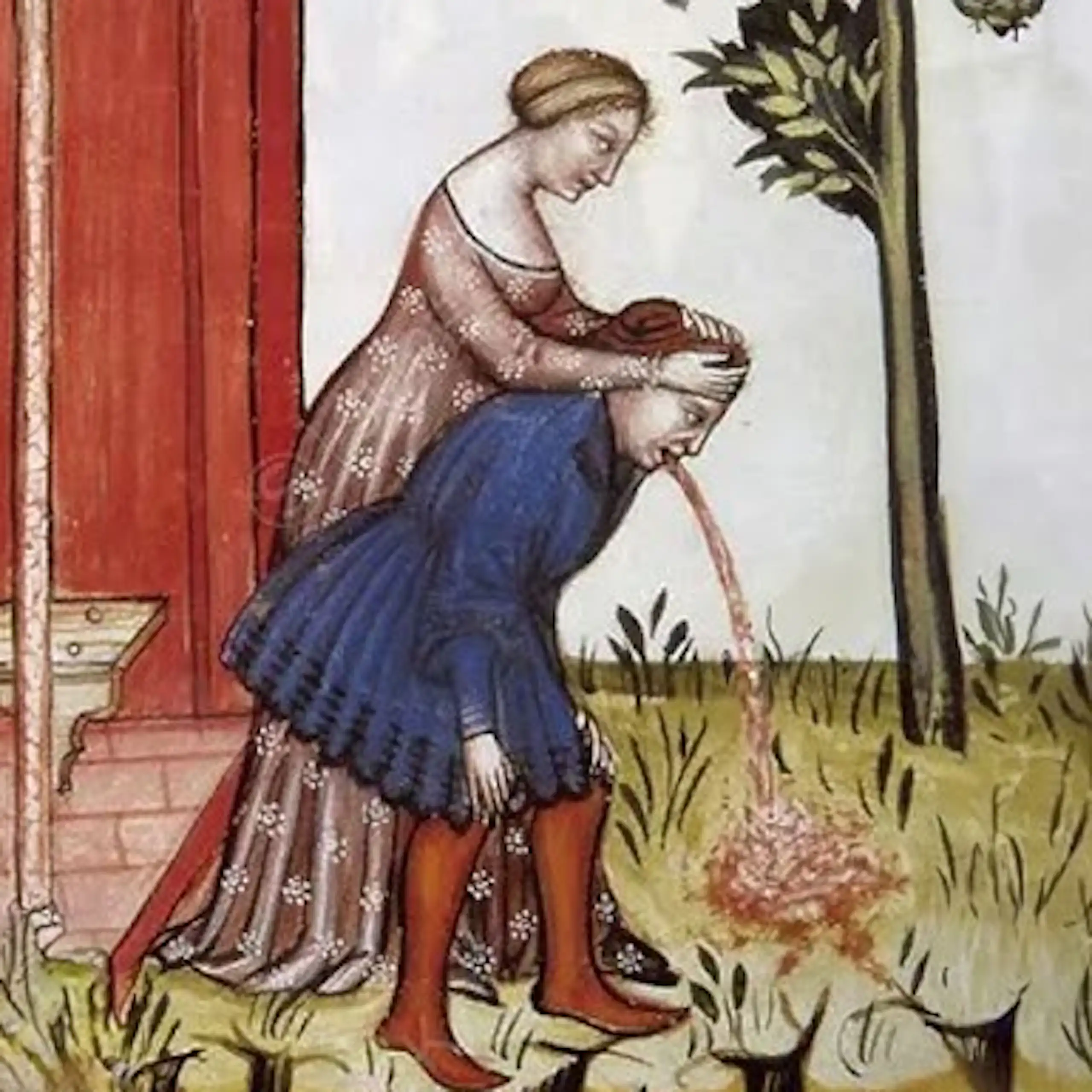 Illustration d'un homme en train de vomir.