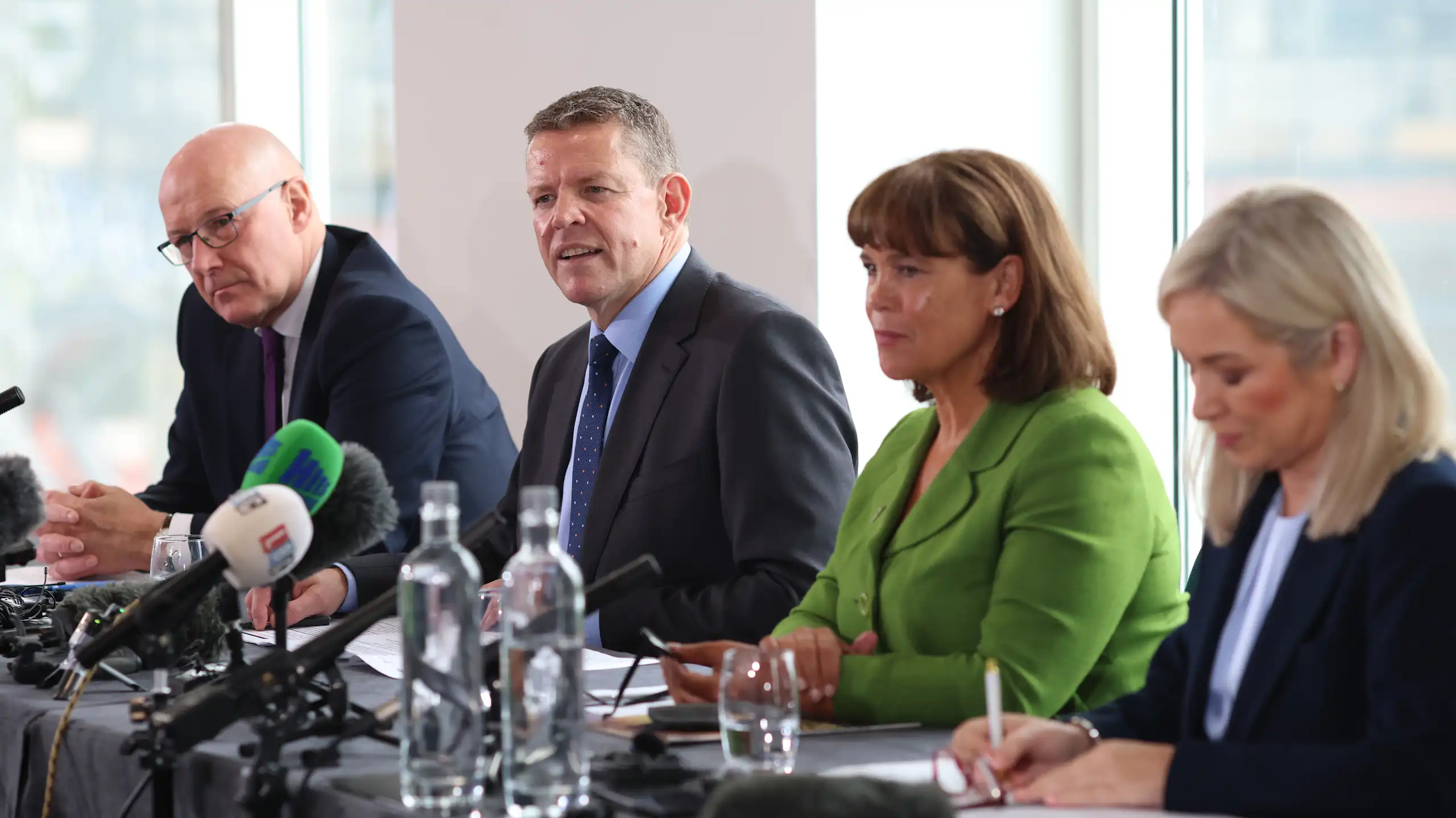 Leader of the Scottish National Party and First Minister of Scotland, John Swinney, Leader of Plaid Cymru and First Minister of Wales, Rhun ap Iorwerth, Sinn Fein President Mary Lou McDonald and Sinn Fein Vice-President and First Minister for the North of Ireland Michelle O'Neill