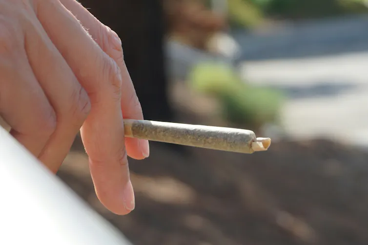Main d’une personne tenant un joint