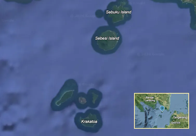 Peta pulau Sebesi yang berdekatan dengan gunung Anak Krakatau.