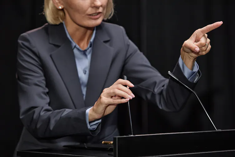 Cropped shot of female politician giving a speech.