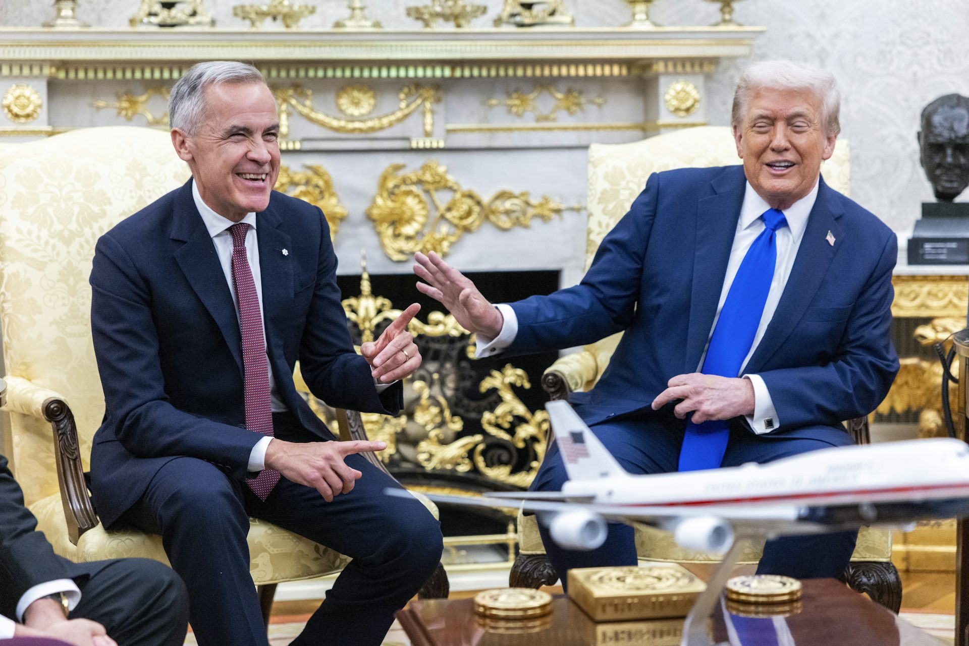 Mark Carney with US president, Donald Trump, in the Oval Office in October 2025.
