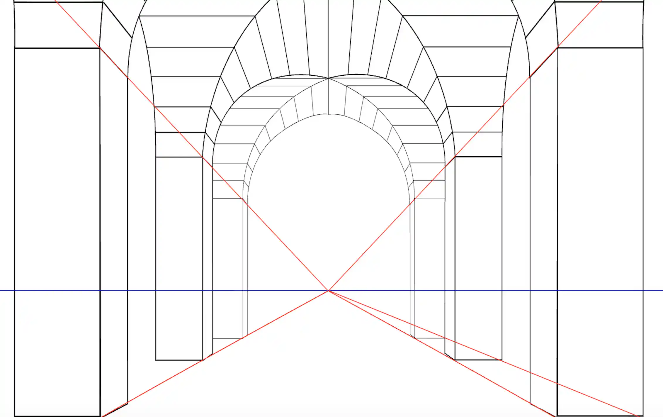 A demonstration of how lines can create vanishing points.