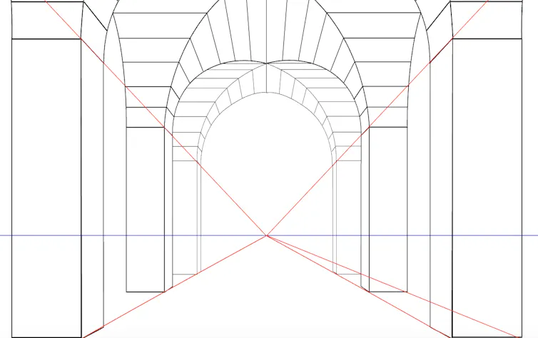 A demonstration of how lines can create vanishing points.