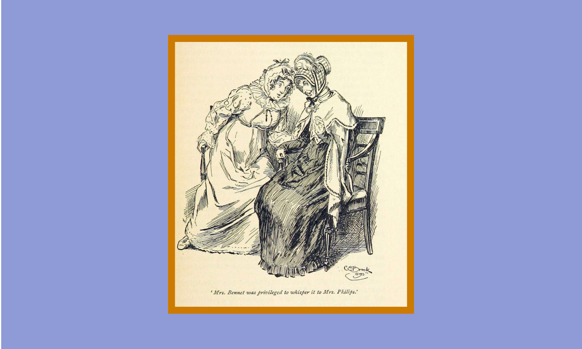 Illustration of Mrs Bennett gossiping