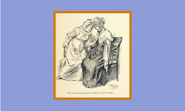 Illustration of Mrs Bennett gossiping