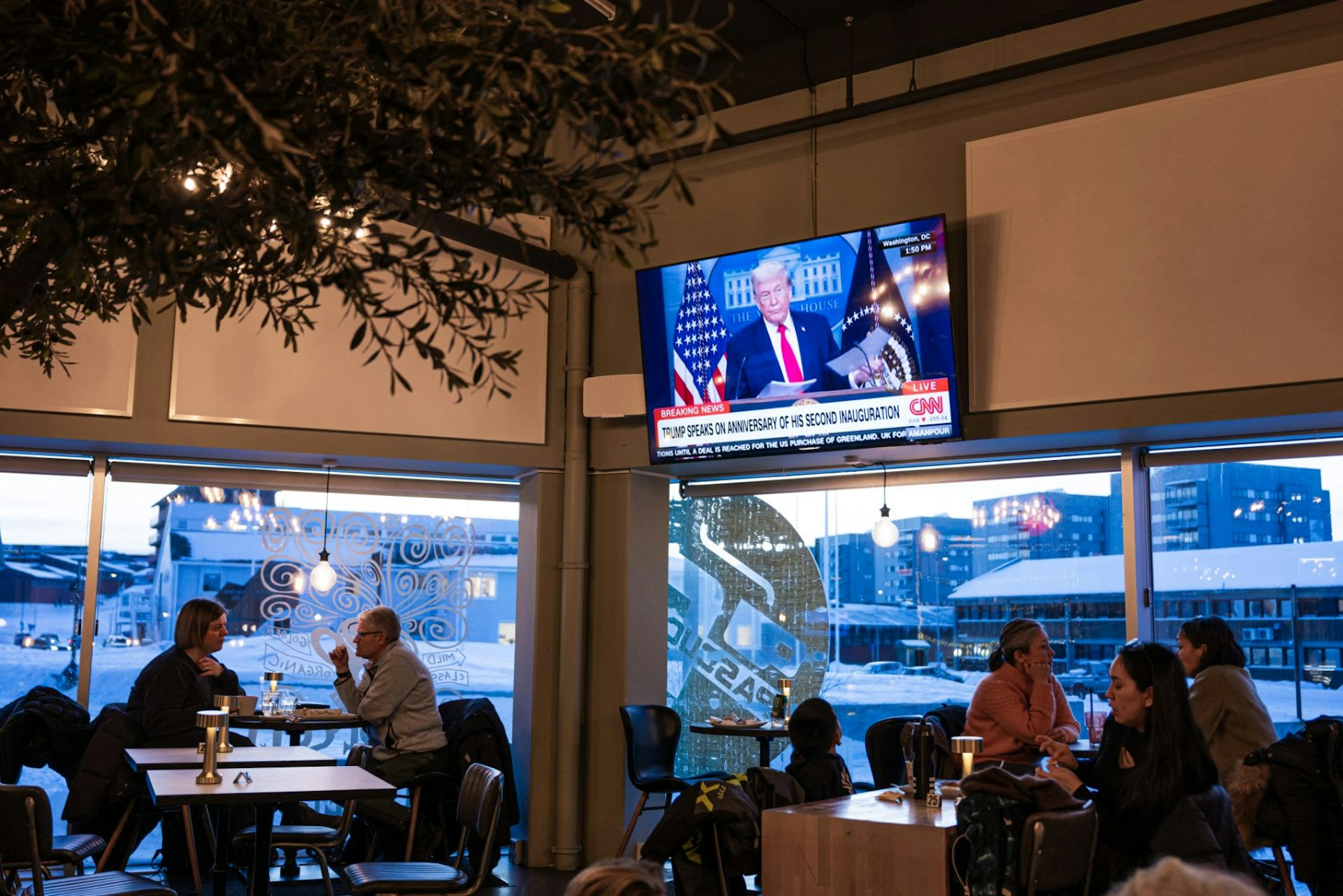 L'intérieur d'un café à Nuuk (Groenland), en janvier 2026.