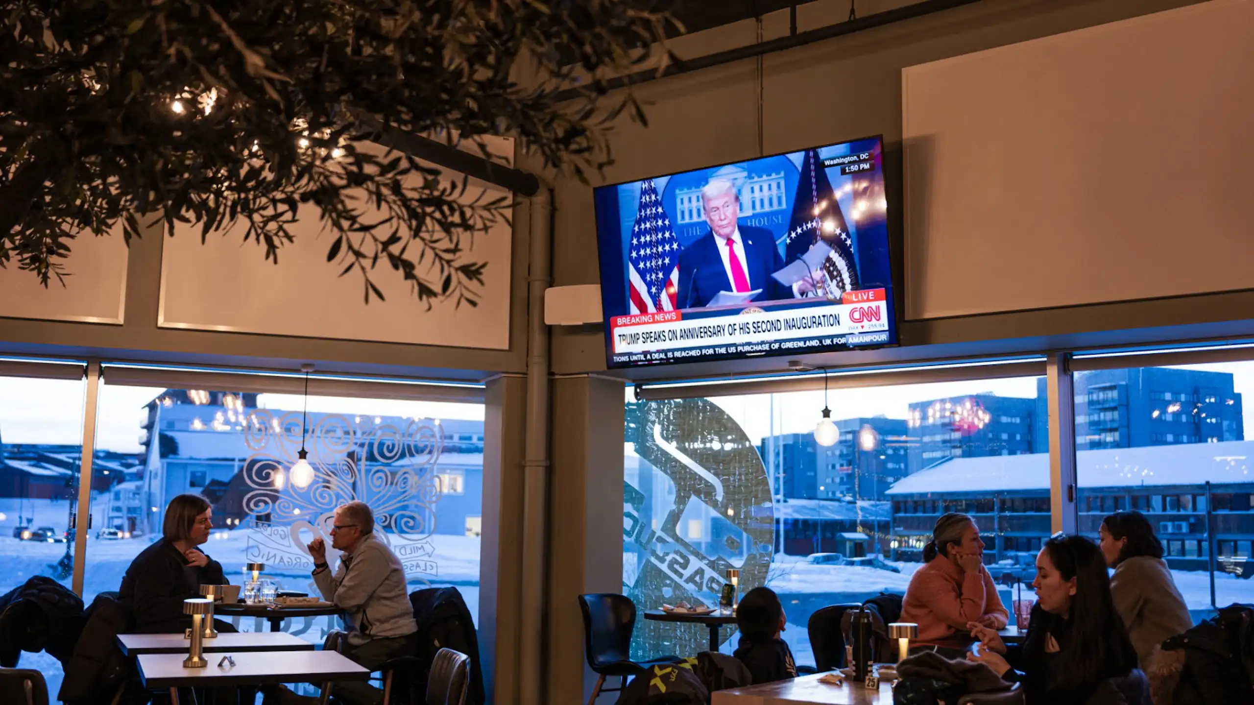 L'intérieur d'un café à Nuuk (Groenland), en janvier 2026.