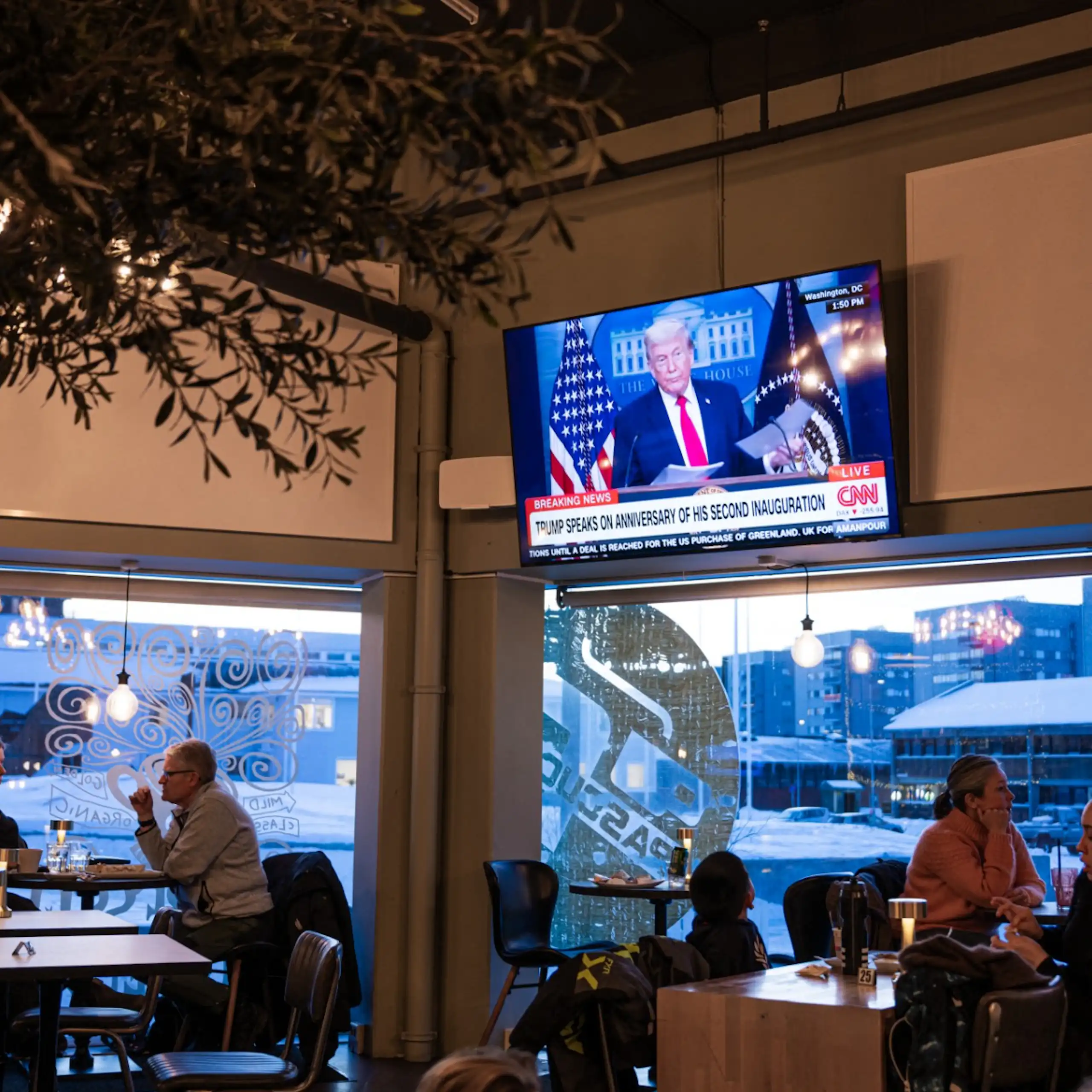 L'intérieur d'un café à Nuuk (Groenland), en janvier 2026.