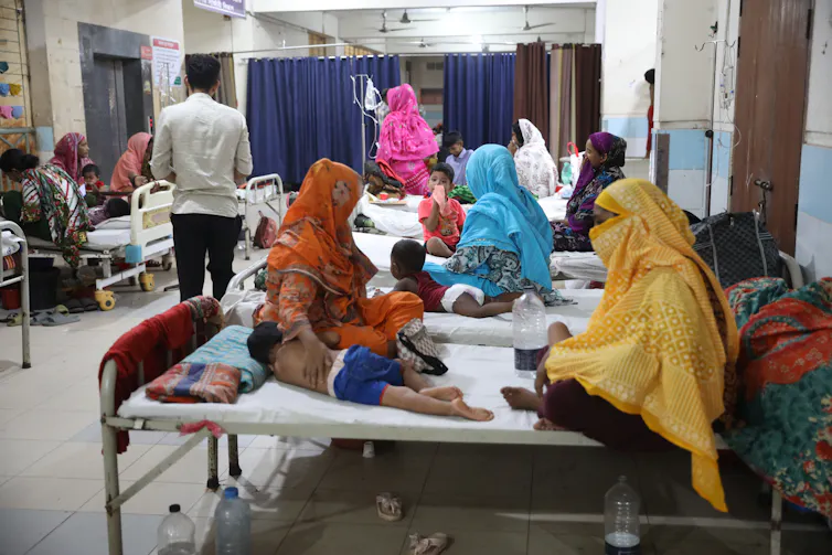 Children receiving treatment for measles at a hospital in Dhaka, Bangladesh.