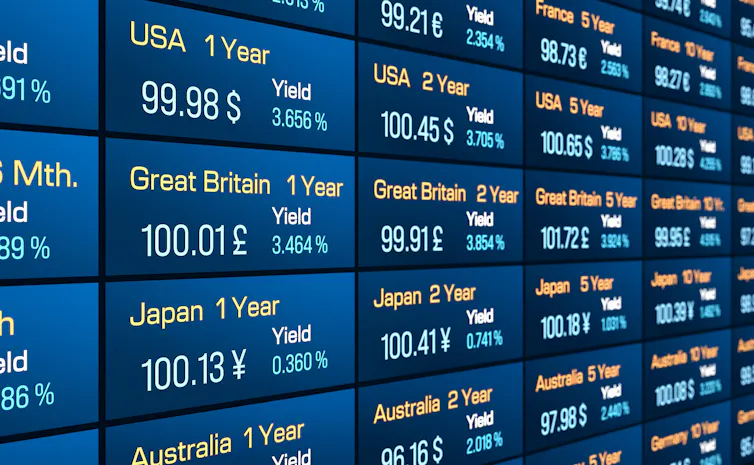 Screen showing currency figures.