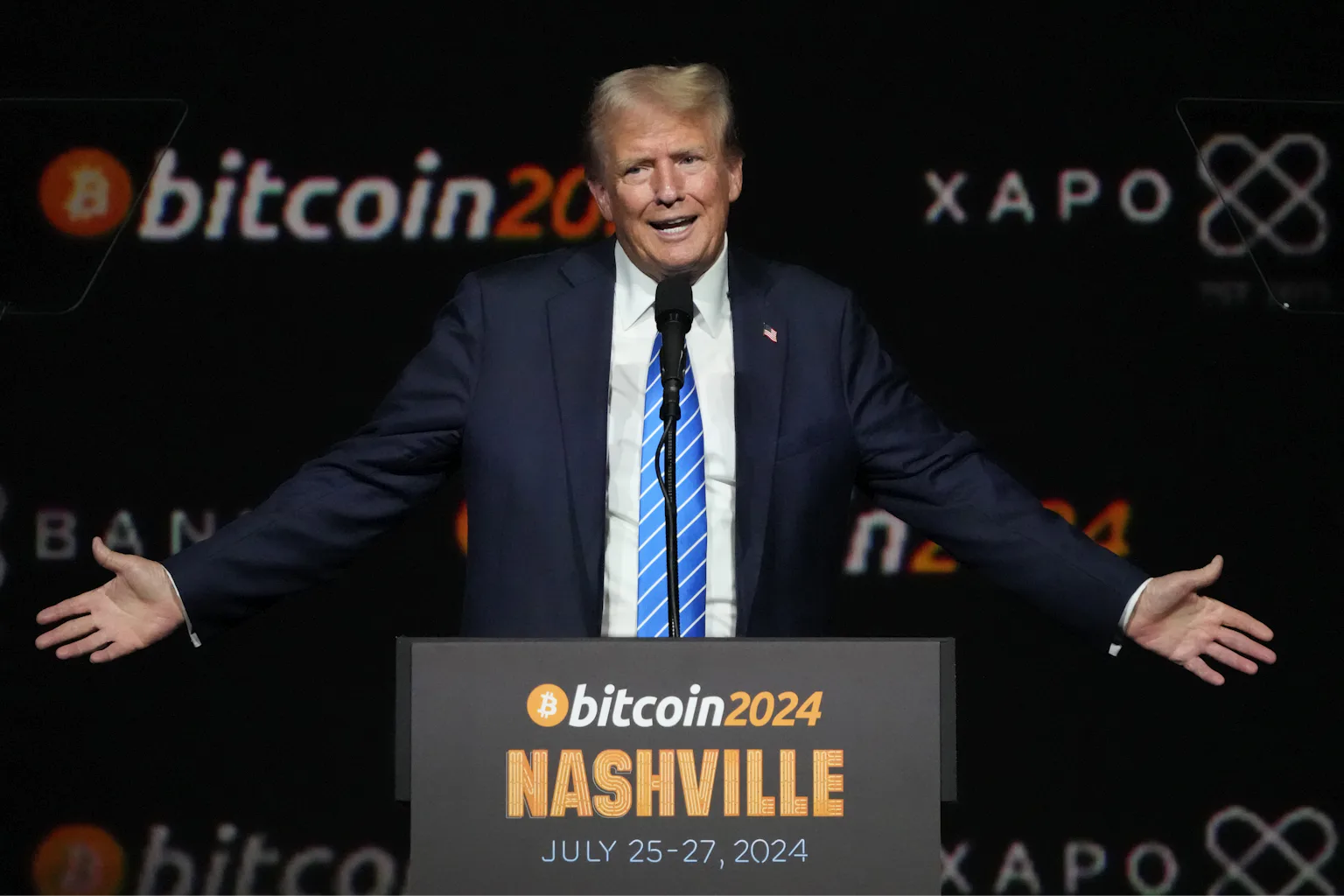 As presidential candidate, Donald Trump speaks at the Bitcoin 2024 Conference in Nashville, Tenn.