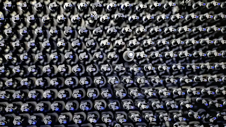 A close up image of optical fibres.