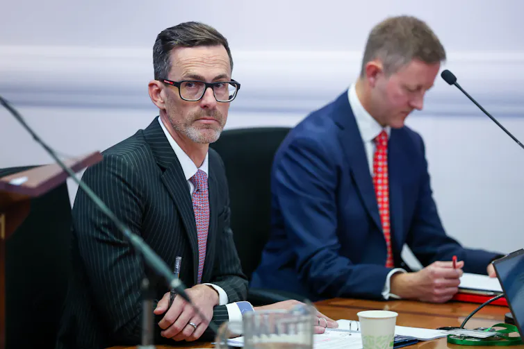 Barristers Chris Young and Christopher Carr seen seated at Wednesday's hearing.