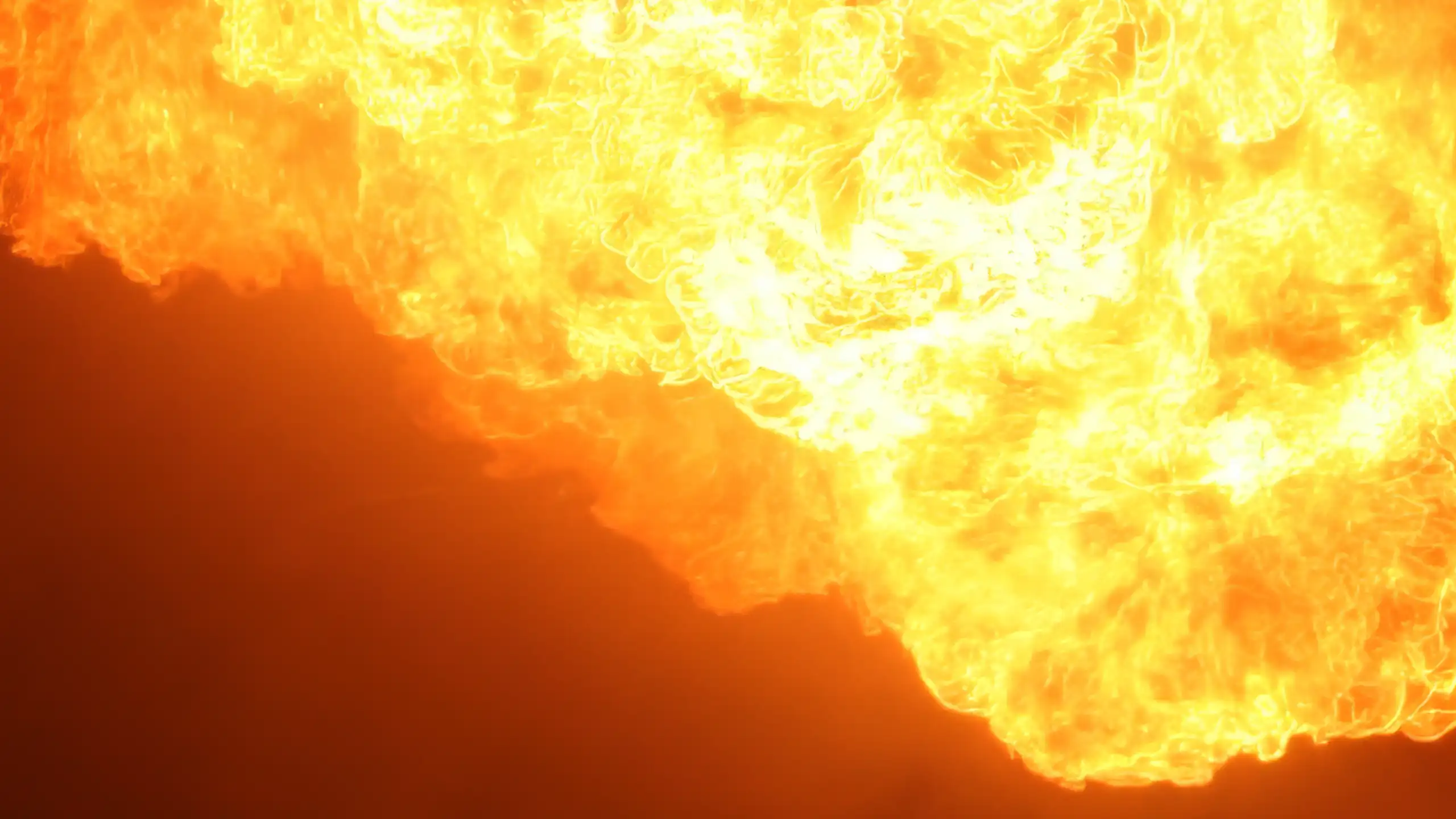large burst of yellow-orange flame.