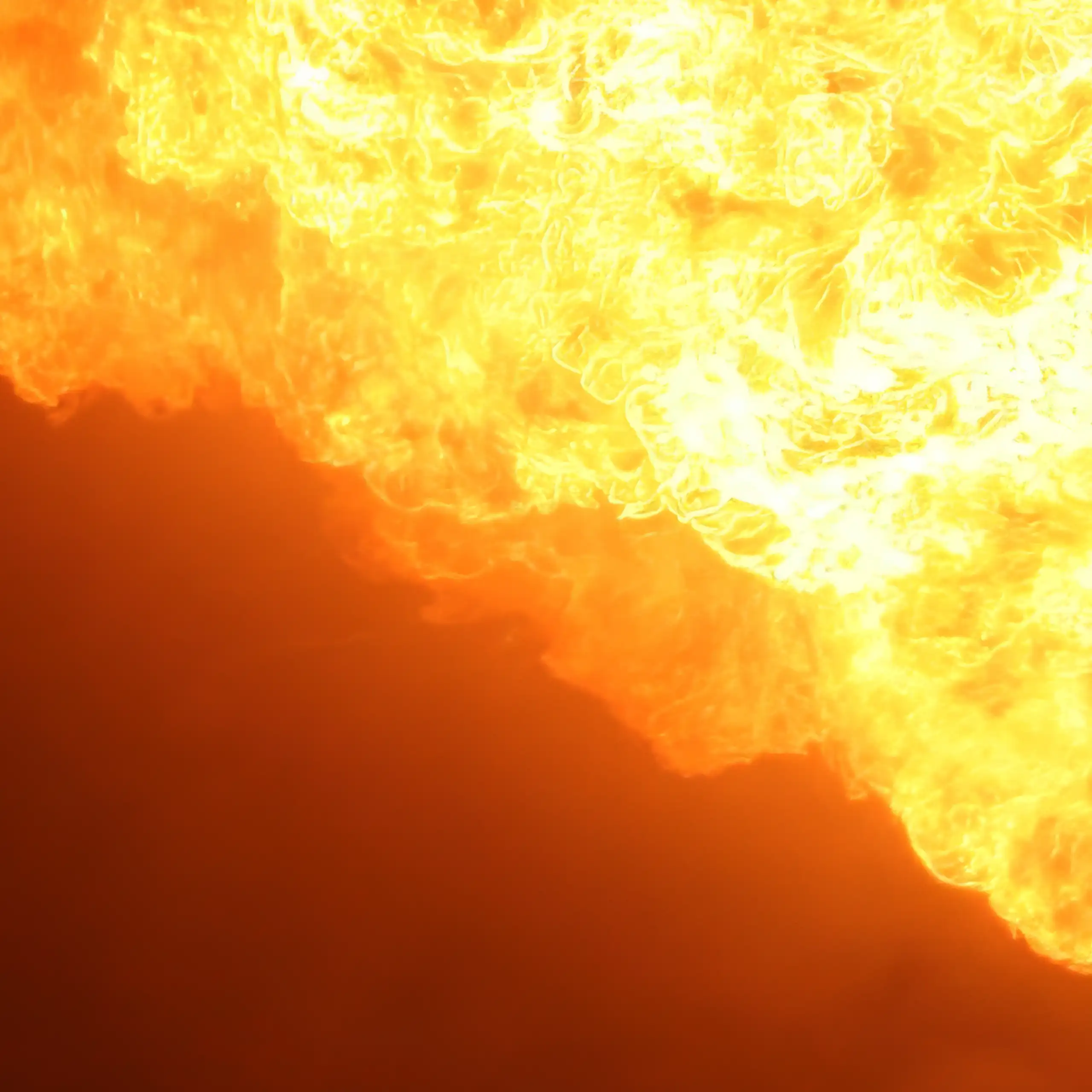 large burst of yellow-orange flame.