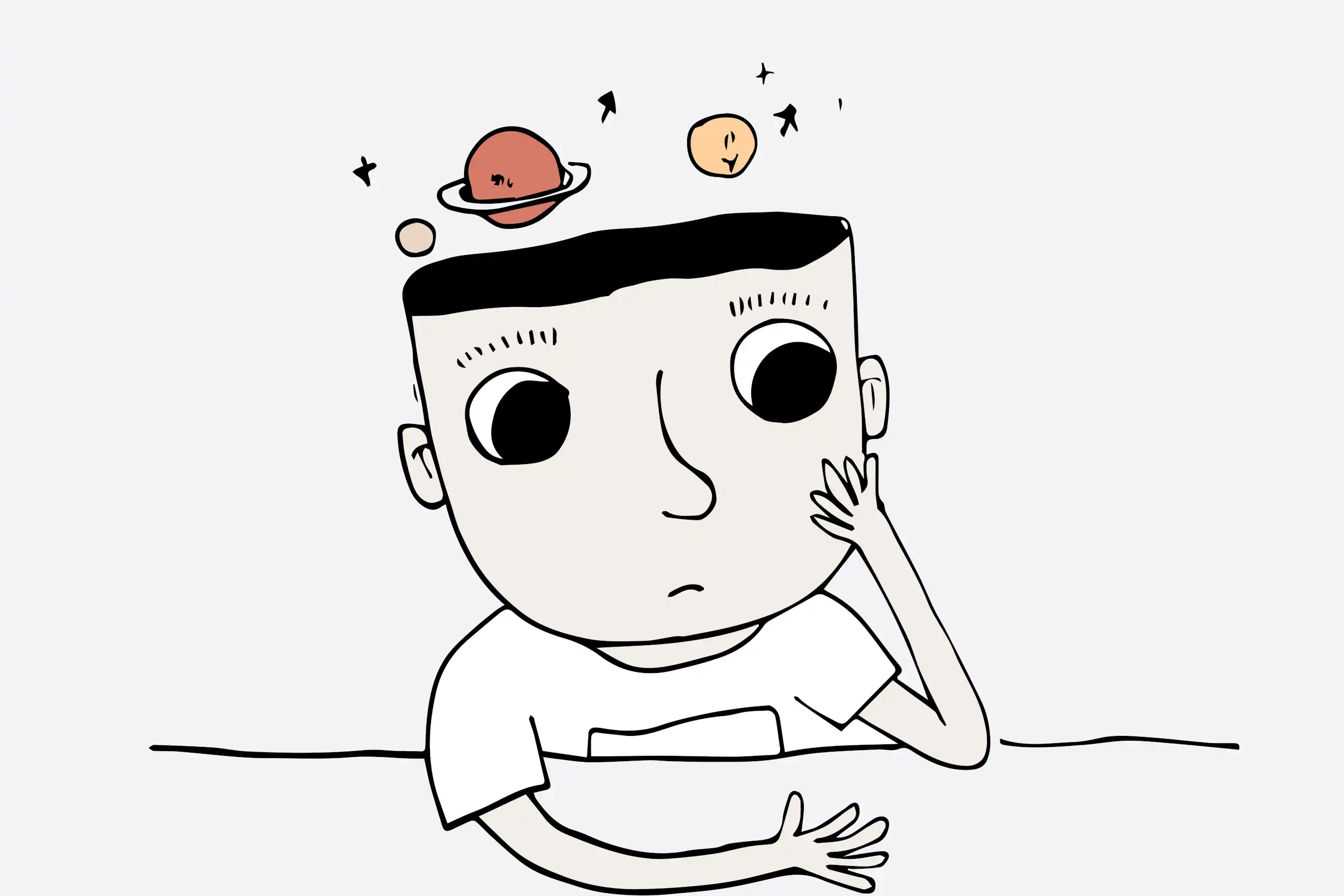 Représentation d'artiste en dessin : un personnage a l’air de sentir mal à l’aise à l’idée de ne pas savoir.
