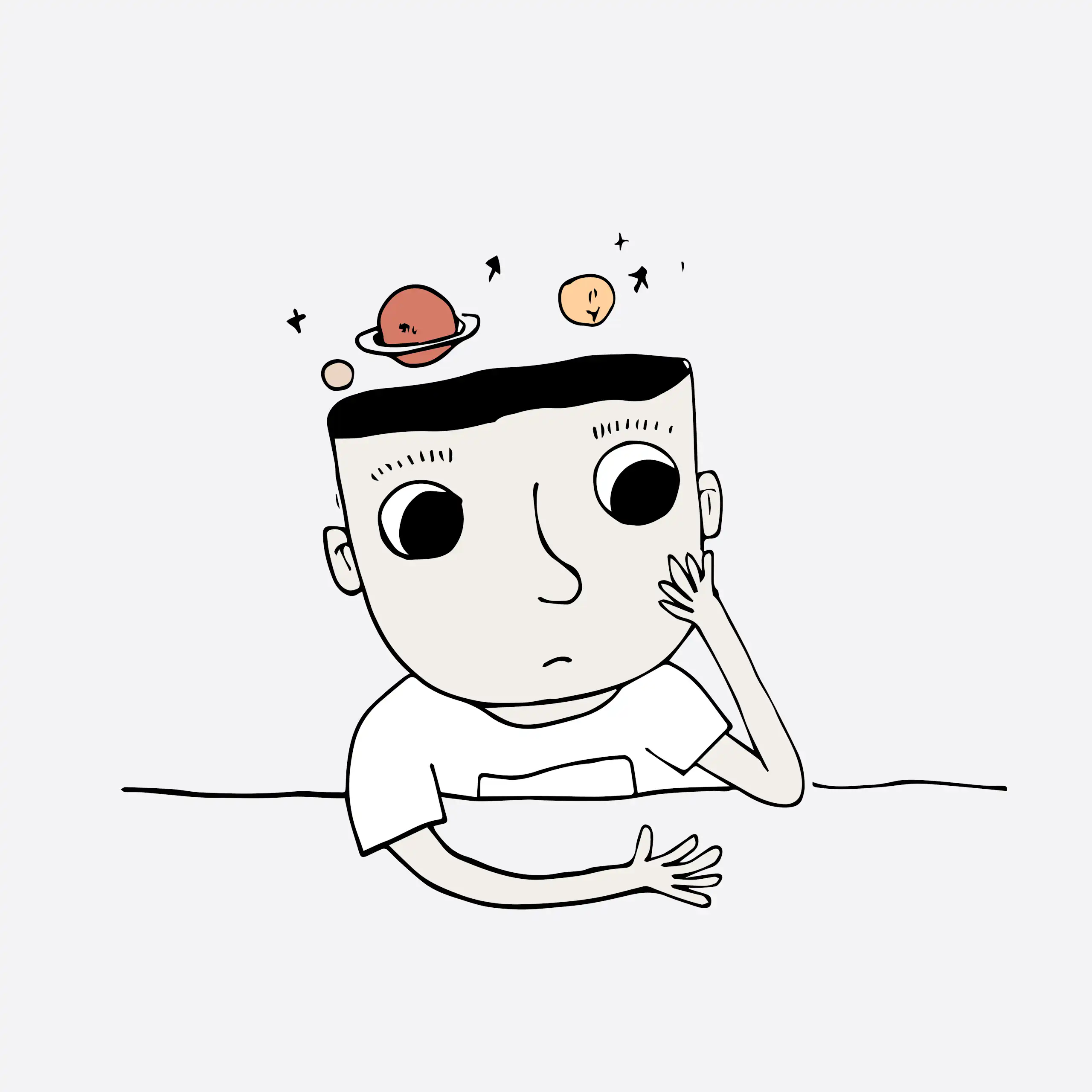 Représentation d'artiste en dessin : un personnage a l’air de sentir mal à l’aise à l’idée de ne pas savoir.