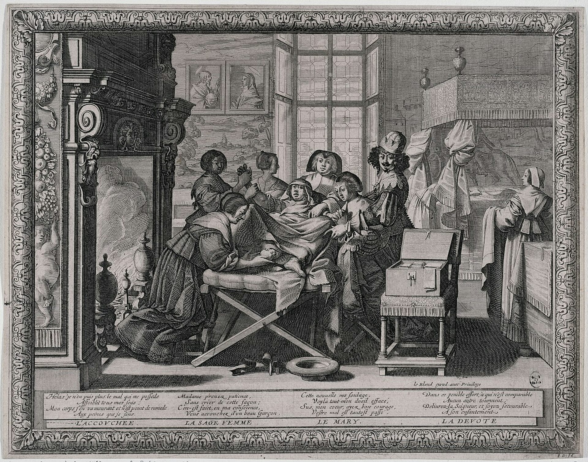 Le Mariage a la ville -- L’accouchement, par Abraham Bosse