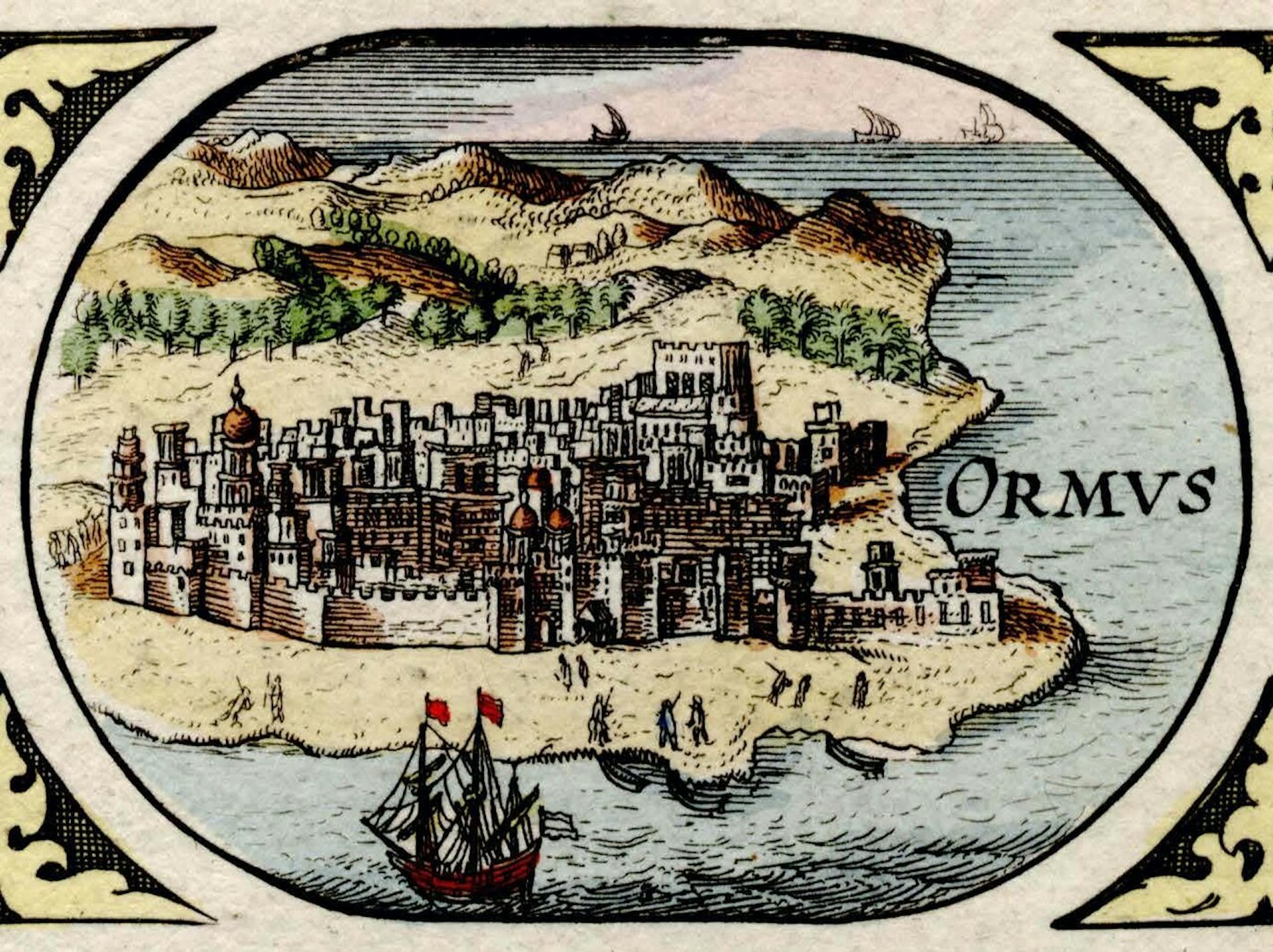 A hand-drawn map of a coastal town.