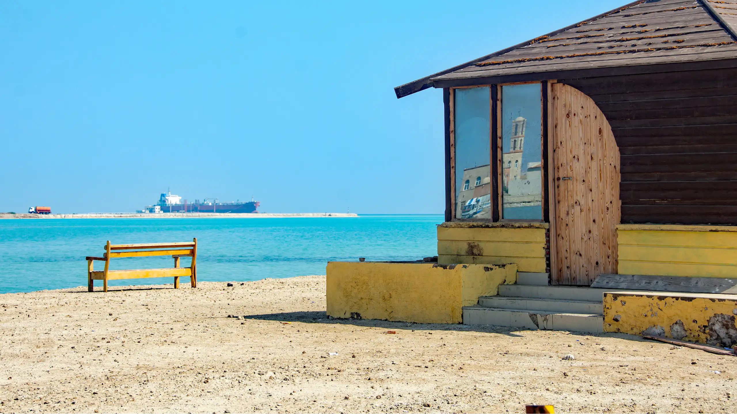 A container ship at a Red Sea port in Sudan.