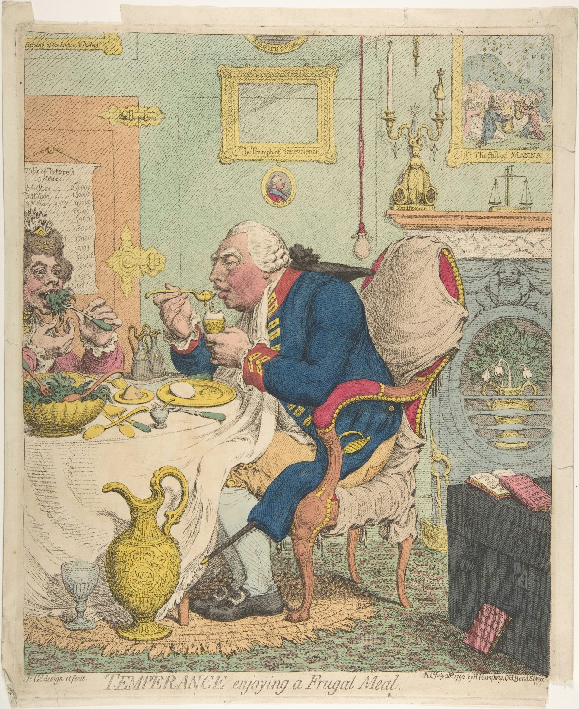 King George enjoying a meal by James Gilray (1792).