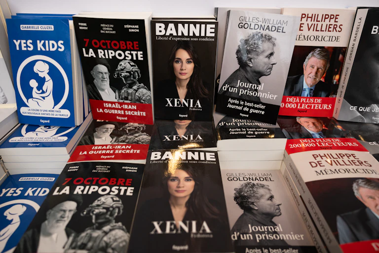 Picture of Xenia Fedorova's book featuring at the 2025 Paris Book Fair.