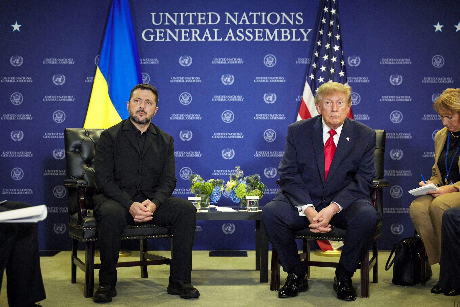 Donald Trump and Volodymyr Zelensky meet on the sidelines of the UN general assembly,